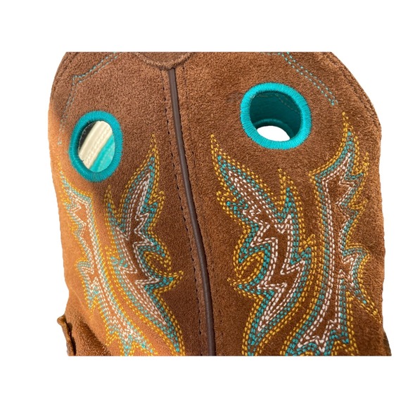 Ariat Fatbaby Brown‎ Turquoise Stitch Square Toe Western Cowboy Boot Women 7.5/8 - Picture 4 of 8